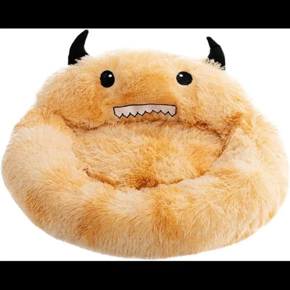 Hollypet Self-Warming Donut Pet Bed Luxury Cozy Nest Monster Sleeping Bed Round
